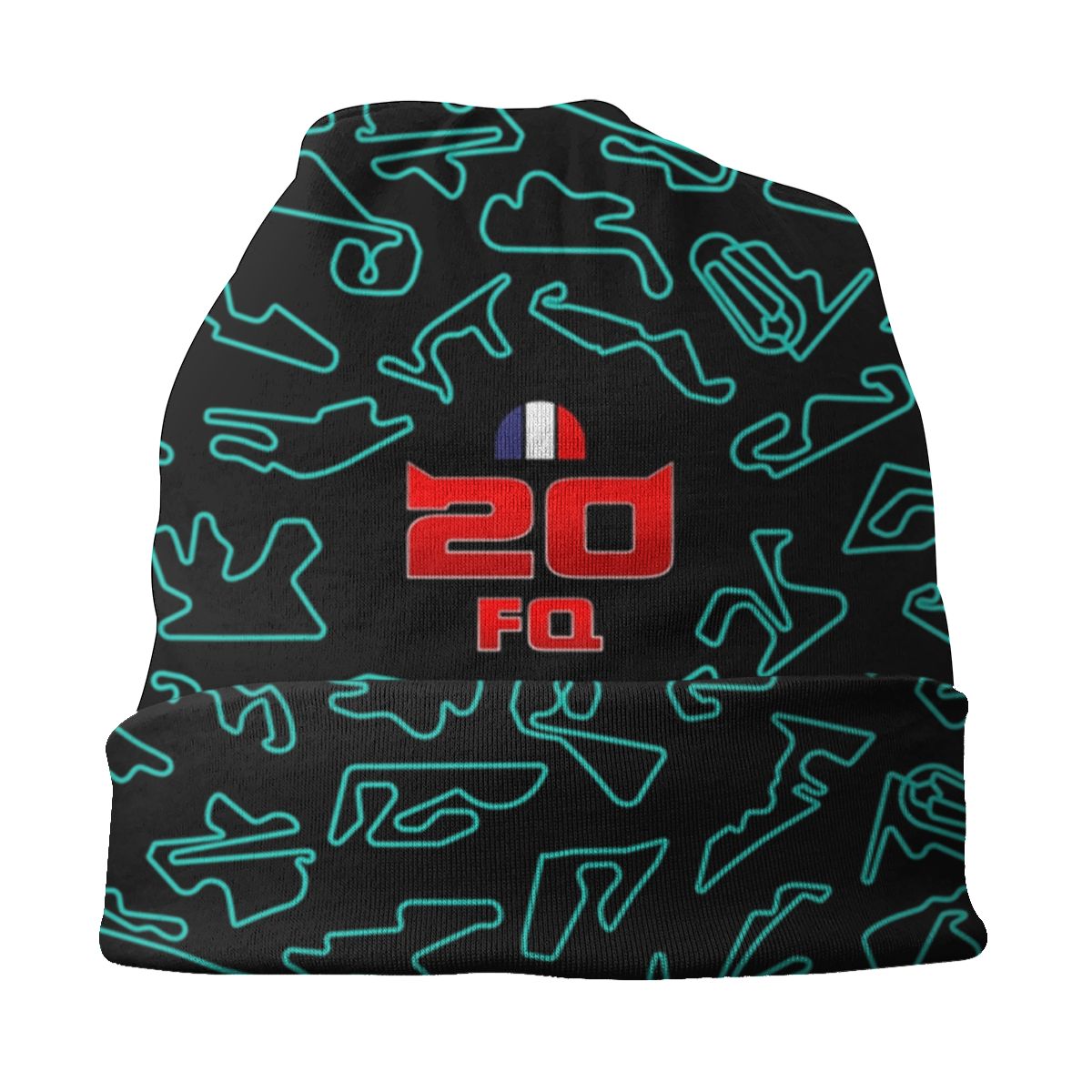 Bonnet Noir à Motifs Bleus Fabio Quartararo de Face