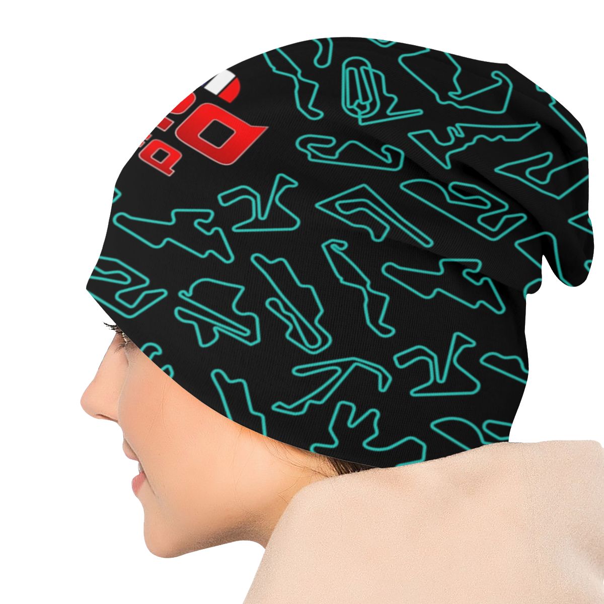 Bonnet Noir à Motifs Bleus Fabio Quartararo sur Tête